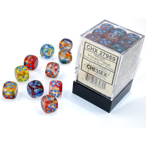 CHESSEX - 12MM D6 DICE BLOCK (36) - PRIMARY/BLUE LUMINARY