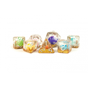 MDG Dice - Resin Polyhedral Set (7) - Rainbow Dinosaur