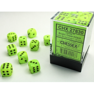 Chessex - 12mm D6 Vortex - Dice Block (36) - Bright Green/Back