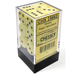 Chessex - 16mm D6 (12) Opaque - Pastel Yellow/Black