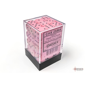 Chessex - 12mm D6 - Opaque - Dice Block (36)-  Pastel Pink/Black