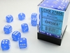 Chessex - 12mm D6 Frosted - Dice Block (36) - Blue/White-board games-The Games Shop