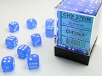 Chessex - 12mm D6 Frosted - Dice Block (36) - Blue/White-board games-The Games Shop