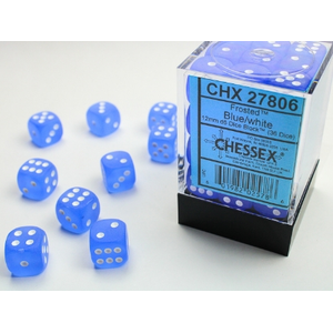 Chessex - 12mm D6 Frosted - Dice Block (36) - Blue/White