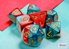 Chessex - Mini Polyhedral Set (7) - Gemini Red/Teal/Gold-gaming-The Games Shop