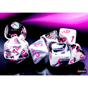 Chessex - Polyhedral Set (7) - Gemini Black-White/Pink 