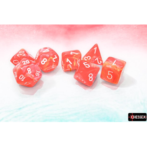 Chessex - Polyhedral Set (7) - Festive Dahlia/White Luminary