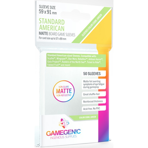 Gamegenic Board Game Sleeves - Matte x 50 - Code Green Standard American (59 x 91mm)