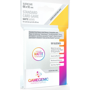 Gamegenic Board Game Sleeves - Matte x 50 - Code Grey Standard (66 x 91mm)