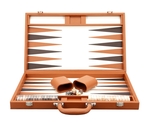 Bacgammon - 18" Tan PU Leather-traditional-The Games Shop