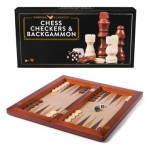 3 IN 1 - Chess/Checkers/Backgammon - Wooden