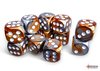 CHESSEX DICE - 16MM D6 (12) GEMINI COPPER-STEEL/WHITE-board games-The Games Shop