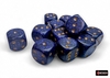 CHESSEX DICE - 16MM D6 (12) SPECKLED GOLD/COBALT-board games-The Games Shop