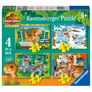 RAVENSBURGER - 4 IN A BOX (12/16/20/24) - JURASSIC WORLD READY TO EXPLORE
