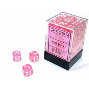 Chessex - 12mm D6 Translucent - Dice Block (36) - Pink/White