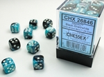 Chessex - 12mm D6 Gemini - Dice Block (36) - Black - Shell/White-board games-The Games Shop
