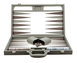 Backgammon - 18" Gray PU Leather-traditional-The Games Shop