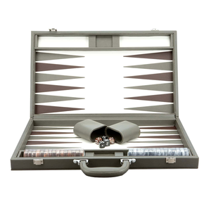 Backgammon - 18" Gray PU Leather