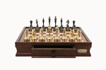 Chess Set - 16" Walnut Board/Box with Brass Cap Staunton Pieces-chess-The Games Shop