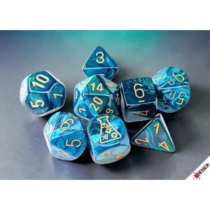 Chessex - Polyhedral Set (7) - Gemini -Lab -  Green- Teal/Gold