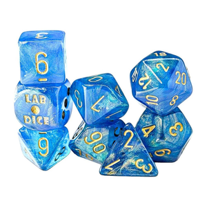 Chessex Dice - Polyhedral Set (7) - Shimmer - Lab - Aqueous/Gold
