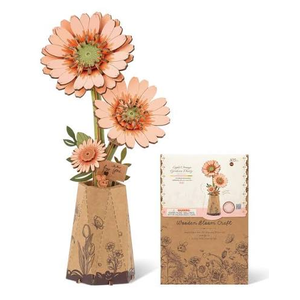 Wooden Bloom - Light Orange gerbera