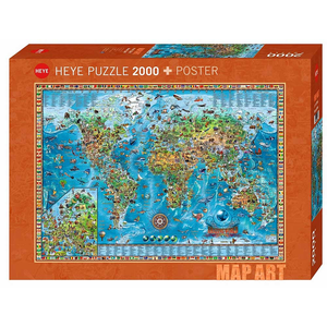 Heye - 2000 piece Map Art - Amazing World
