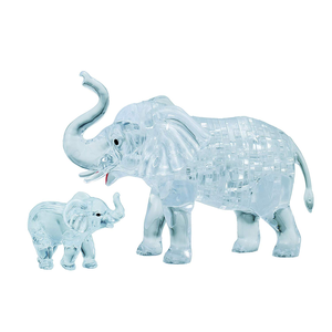 3D Crystal Puzzle - 2 Elephants Clear