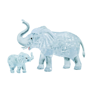 3D Crystal Puzzle - 2 Elephants Clear