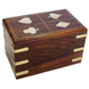 Card Box - 2 Deck Wood with Inlaid Suits Design-card & dice games-The Games Shop