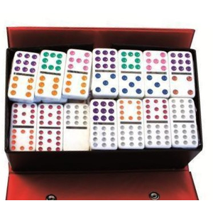 Dominoes - Double 12 coloured dots - Vinyl Case