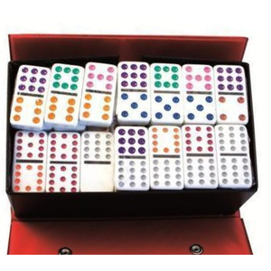 Dominoes - Double 12 coloured dots - Vinyl Case