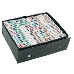 Dominoes - Double 15 Coloured Dots - Vinyl case