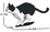 Jekca Sculpture - Black & White Cat Pouncing