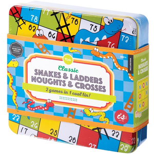 Classic Snakes & Ladders/ Noughts and Crosses tin