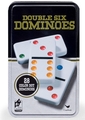 Dominoes - Double 6 with Coloured Dots in a Tin-traditional-The Games Shop