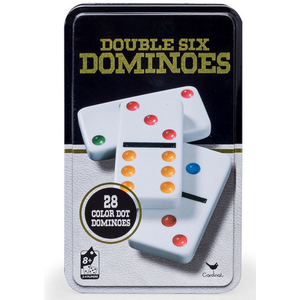 Dominoes - Double 6 with Coloured Dots in a Tin