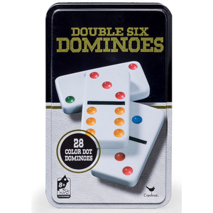 Dominoes - Double 6 with Coloured Dots in a Tin