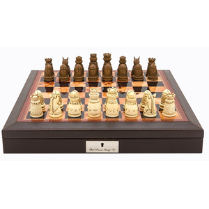 Chess Set - Medieval Resin on PU Leather Edge Board