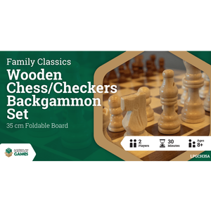 3 in 1 - Chess Checkers Backgammon - 35cm