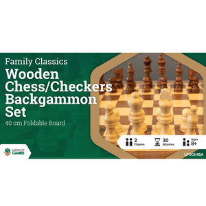 3 in 1 - Chess Checkers Backgammon - 40cm
