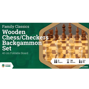 3 in 1 - Chess Checkers Backgammon - 40cm