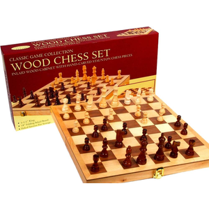 Chess Set - 18" Wooden Folding Inlaid