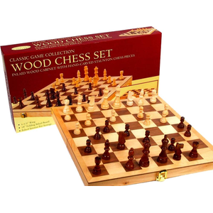 Chess Set - 18" Wooden Folding Inlaid