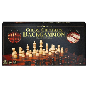 3 IN 1 - Chess/Checkers/Backgammon - Wooden