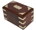 Card Box - 2 Deck Wood with Brass Inlaid Plate-card & dice games-The Games Shop