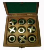 Tic Tac Toe - Wood and Brass -traditional-The Games Shop