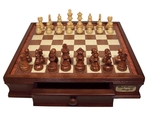 Chess Set - Weighted wooden pieces on Timber inlaid board with drawer-chess-The Games Shop