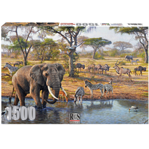 RGS - 1500 Piece - Meeting at the Waterhole - Jigsaws-1500 : The Games ...