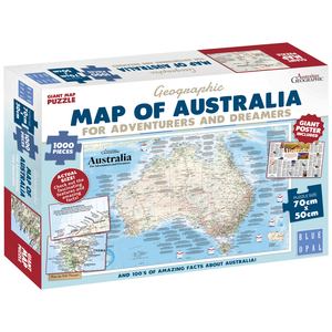 Blue Opal - 1000 Piece  Map - Australia, Adventurers & Dreamers